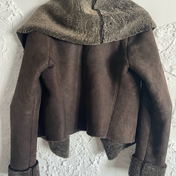 Rick Owen’s Brown Wool Coat, Large Lapels doubles as hood, long sleeves, vintage - Picture 7 of 9